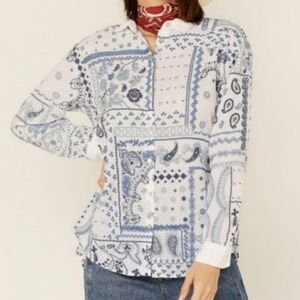 Johnny Was Vanya Schiffu Embroidered Oversized Shirt Size XL.